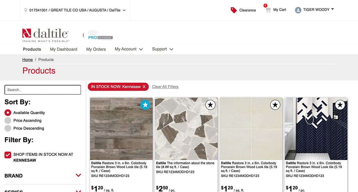 Custom Search for Daltile