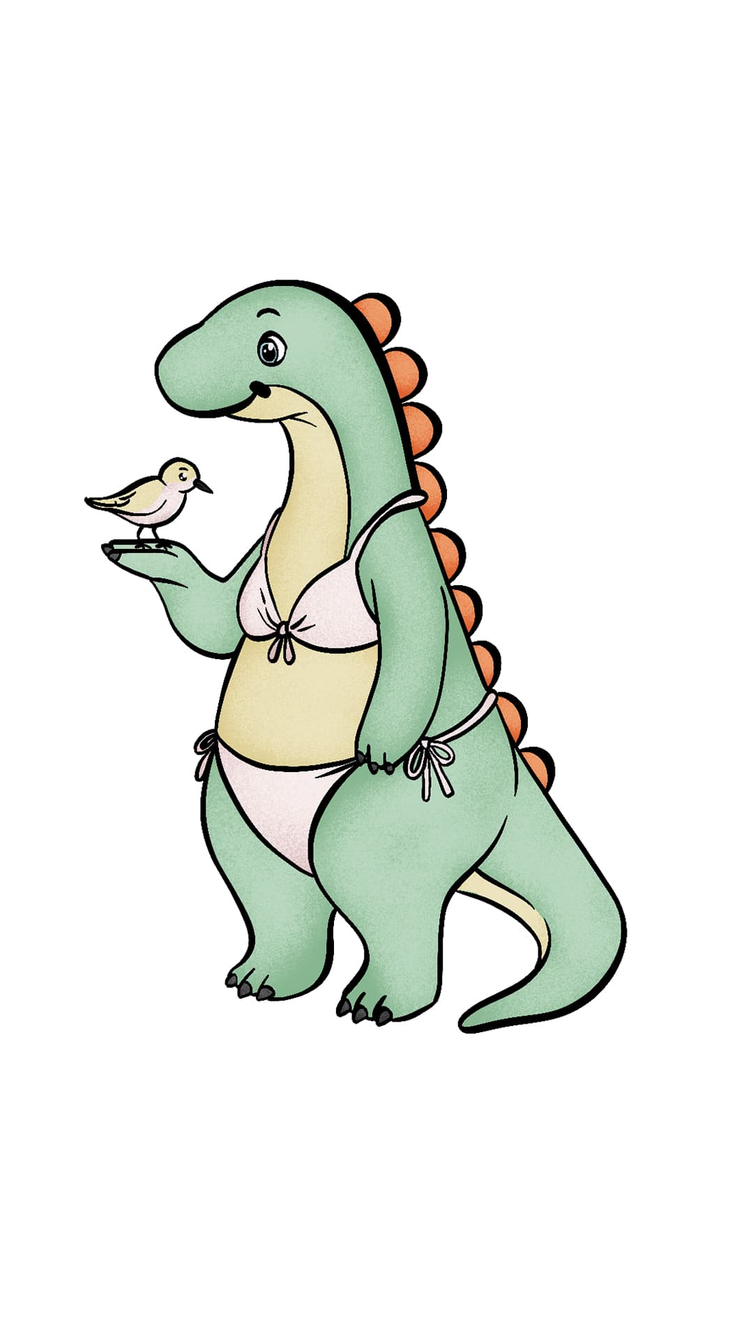 Beach dinosaur digital illustration