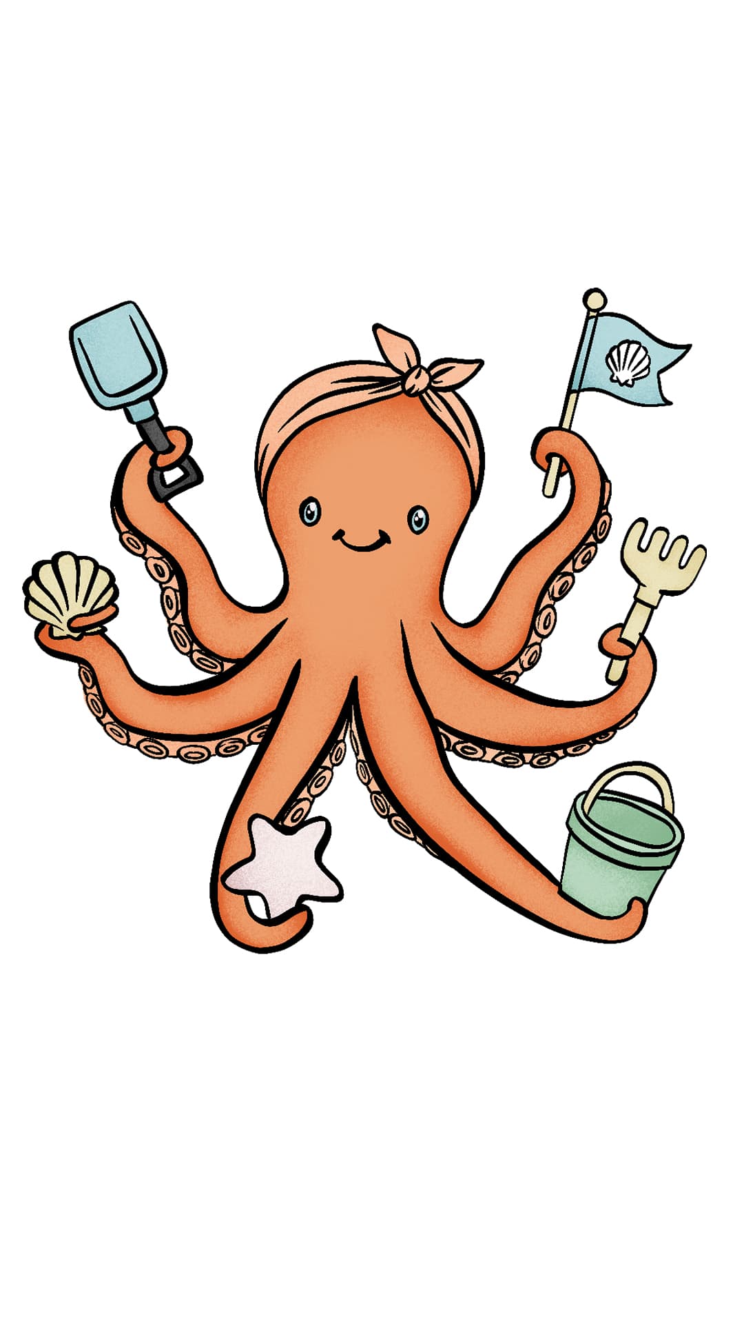 Beach octopus digital illustration
