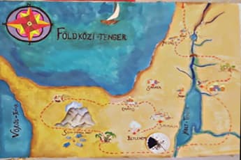 Hand-painted illustrated map created for a VBS collaboration